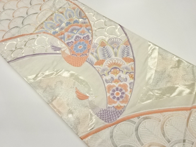 JAPANESE FUKURO OBI / WOVEN ABSTRACT FLOWER CREST